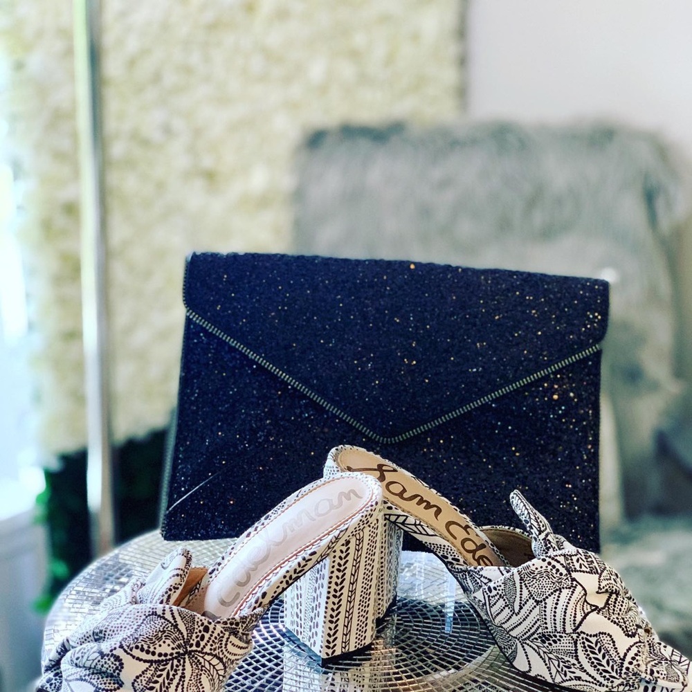 Sam Edelman black and white slip-on block sandals